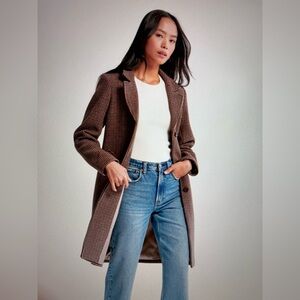 Abercrombie Wool Blend Dad Coat size Large Tall in Brown Houndstooth